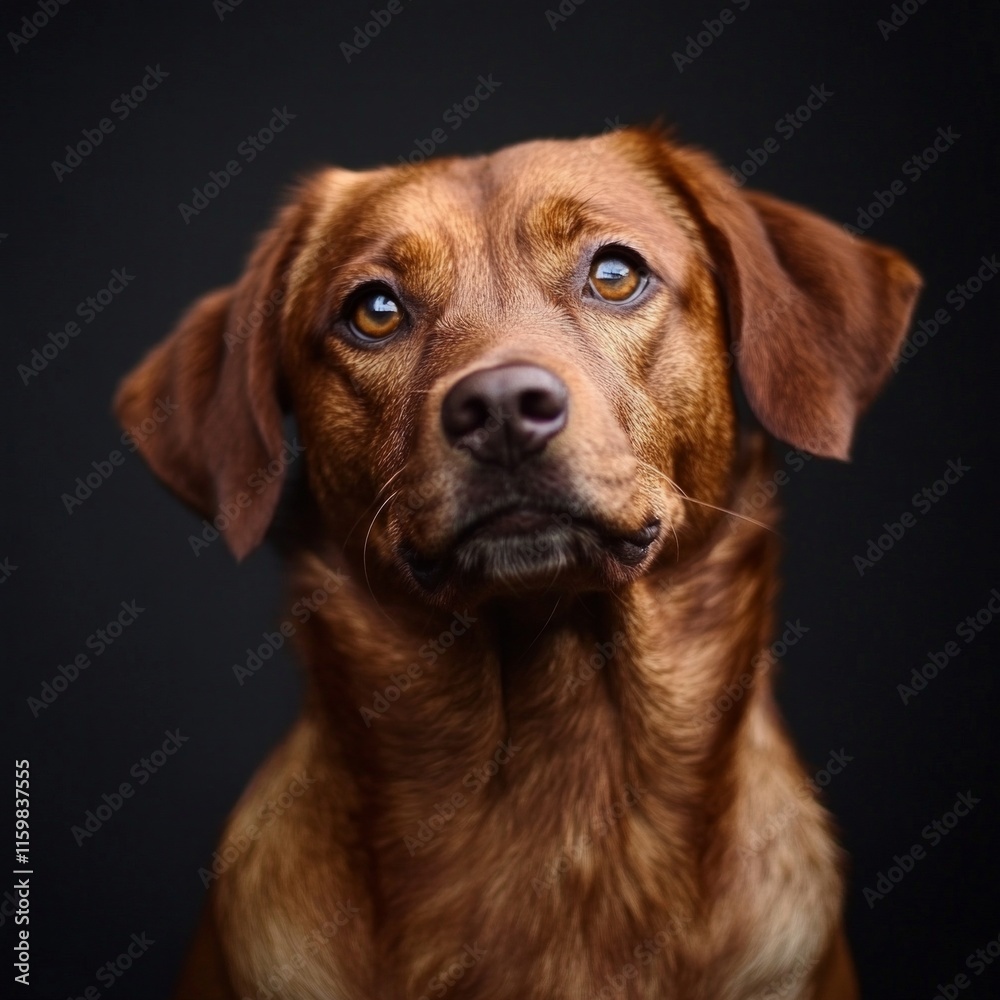 Brown labrador with expressive eyes on black background Brown labrador with expressive eyes on black background