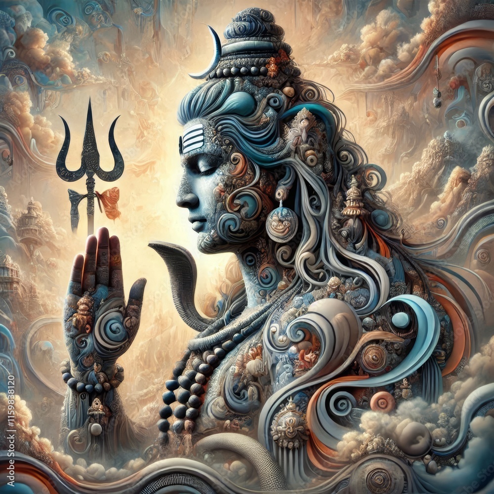 Lord Shiva Abstract - Shiv Digital Art - Bholebaba - Generative AI Lord Shiva Abstract - Shiv Digital Art - Bholebaba - Generative AI