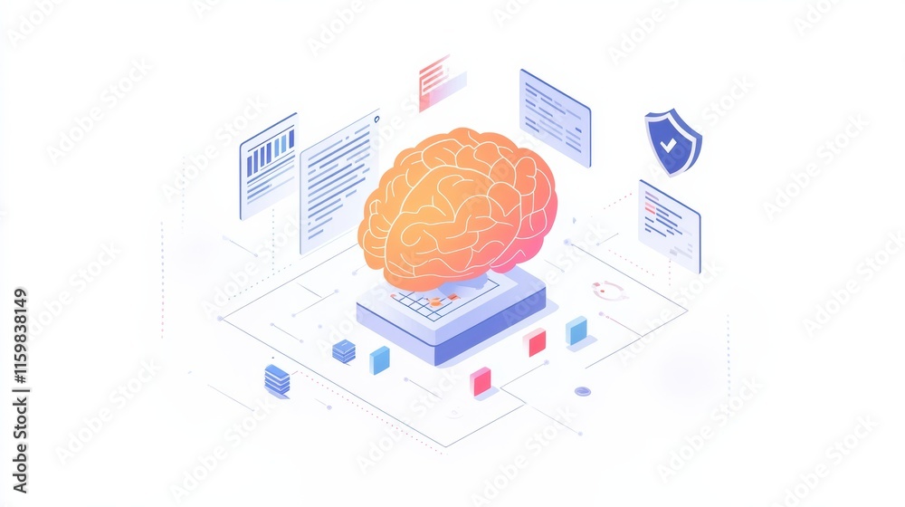 custom made wallpaper toronto digitalCutting-edge illustration of artificial intelligence showcasing digital brain technology, data analytics, and cybersecurity in modern tech advancements.