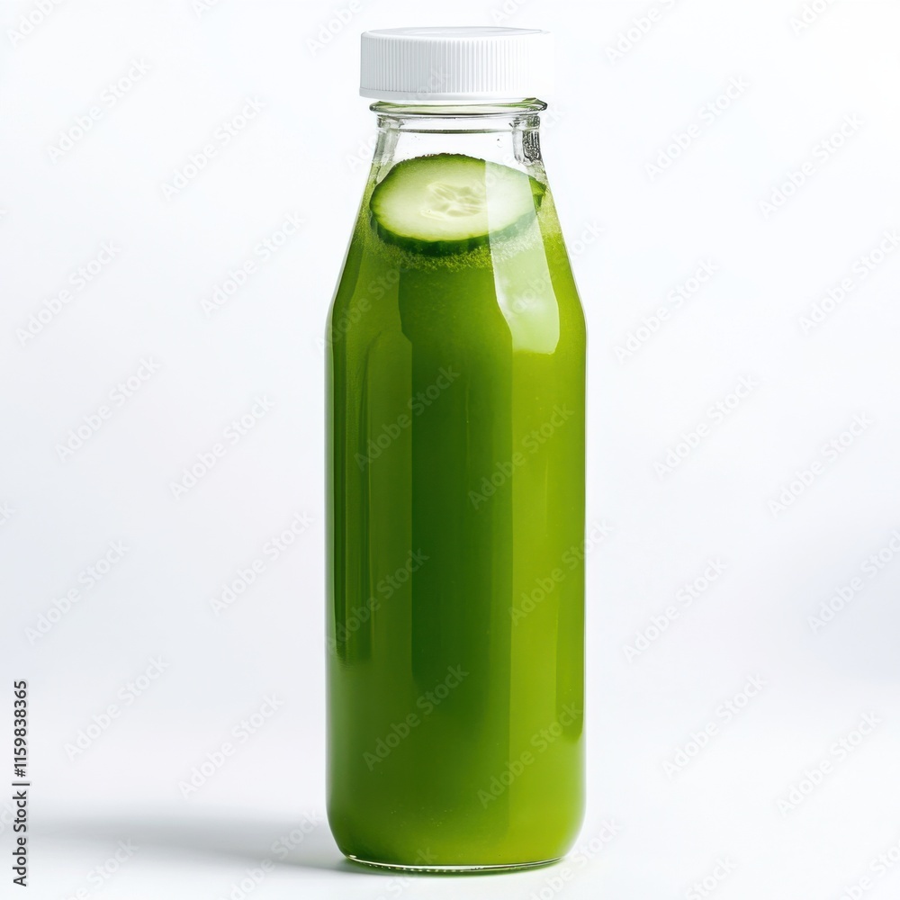 Bright green detox juice in a clear bottle. Featuring kale, cucumber, and apple Bright green detox juice in a clear bottle. Featuring kale, cucumber, and apple