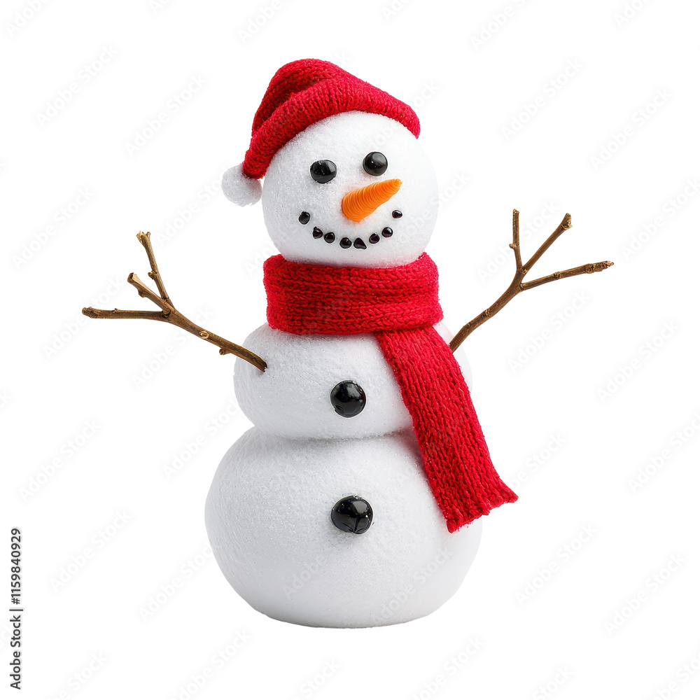 Decorative Snowman with Red Scarf and Carrot Nose Decorative Snowman with Red Scarf and Carrot Nose