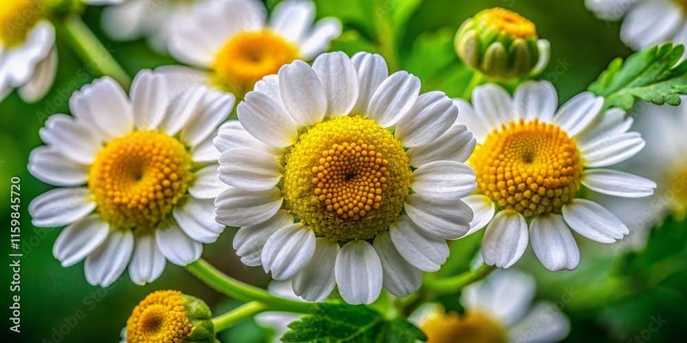Obraz premium Feverfew Blooming Flower Macro Photography AI Art