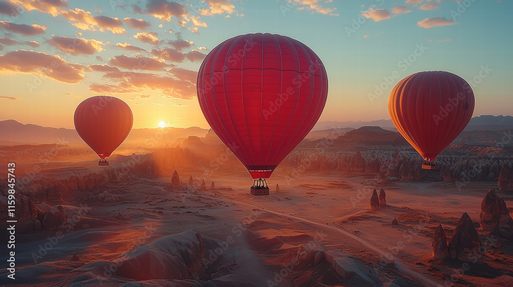 hot air balloon festival in desert at sunset, showcasing vibrant colors and stunning landscapes hot air balloon festival in desert at sunset, showcasing vibrant colors and stunning landscapes