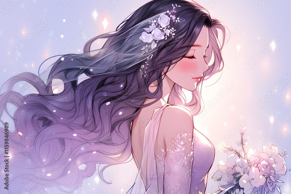 A beautiful female illustration of a dreamy and mysterious magical fantasy fairy tale,,generation AI A beautiful female illustration of a dreamy and mysterious magical fantasy fairy tale,,generation AI