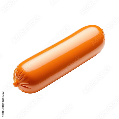 Smooth and Shiny Pinkish Sausage on White Background