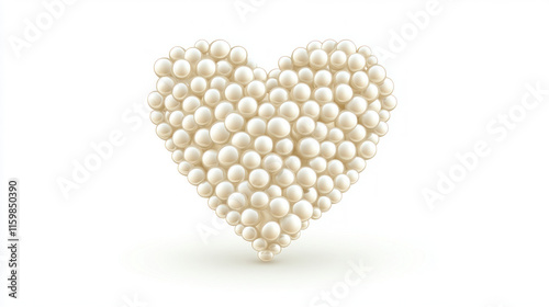 Pearl heart shape, isolated on white background.