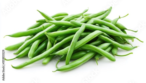 Fresh Green Beans Bunch Isolated on White Background