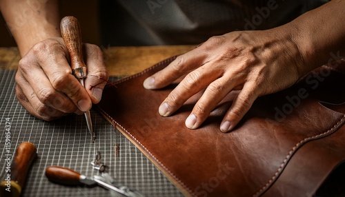 The scent of leather fills the air, evoking a sense of craftsmanship.   photo