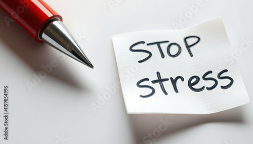 Closeup notes concept for motivation for stop stress isolated with white highlights, png