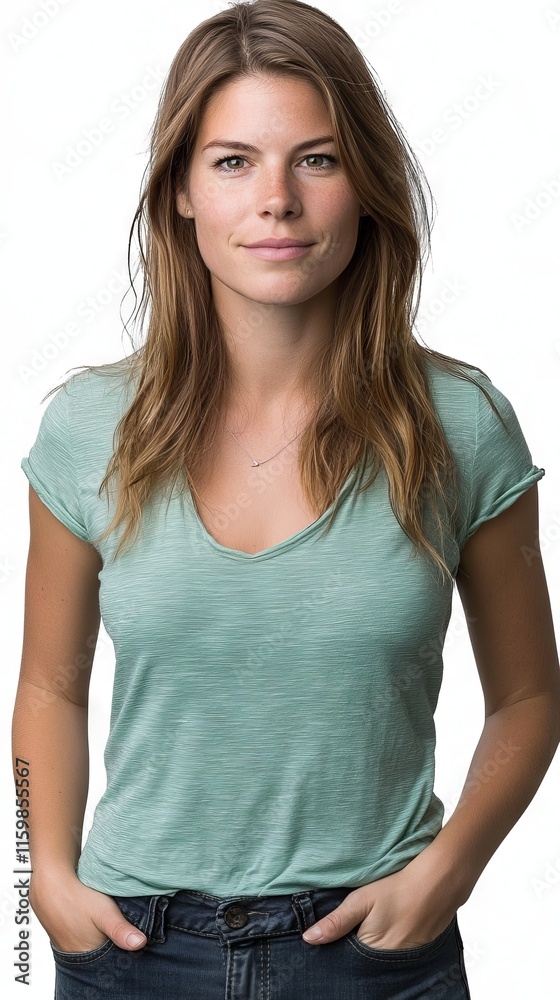 Female Model in Pastel Green Shirt Female Model in Pastel Green Shirt