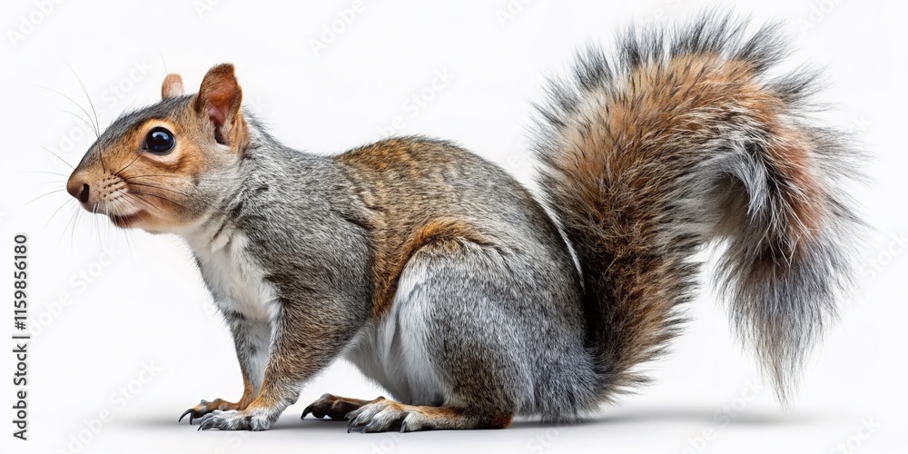 Obraz premium Gray Squirrel Cutout - White Background, Copy Space
