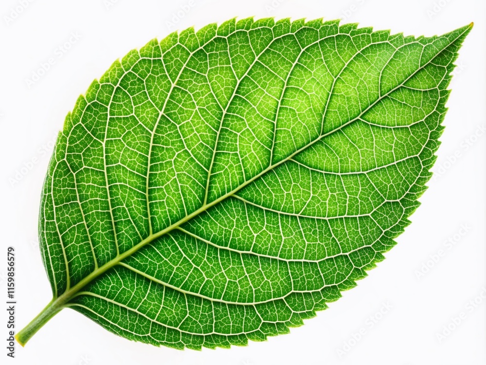 Green Leaf Macro Panoramic, Organic Texture, White Background Green Leaf Macro Panoramic, Organic Texture, White Background