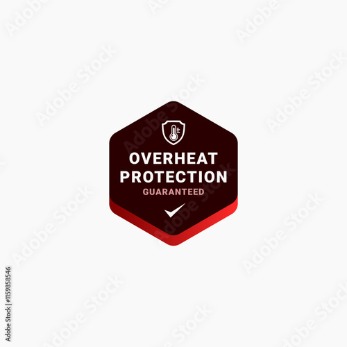 Overheat protection label design element vector. Best overheat protection icon for product packaging design, print design, websites and more about Heat resistant product.