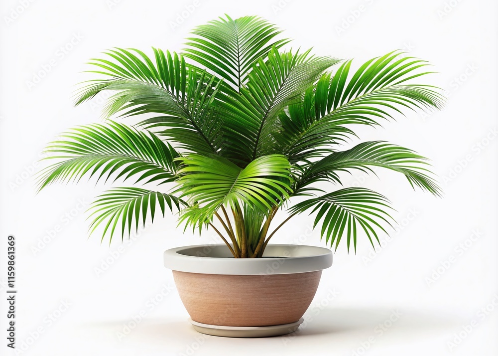 Obraz premium Isolated Palm Flower Potted Plant 3D Render Documentary Style