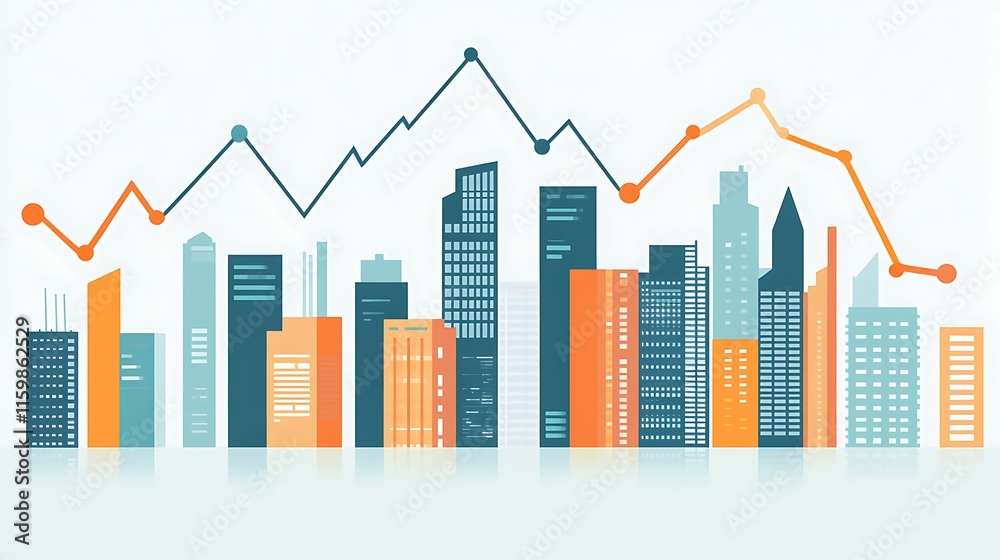 Urban Skyline and Market Fluctuations: A Visual Representation of Economic Trends in a Modern City Urban Skyline and Market Fluctuations: A Visual Representation of Economic Trends in a Modern City