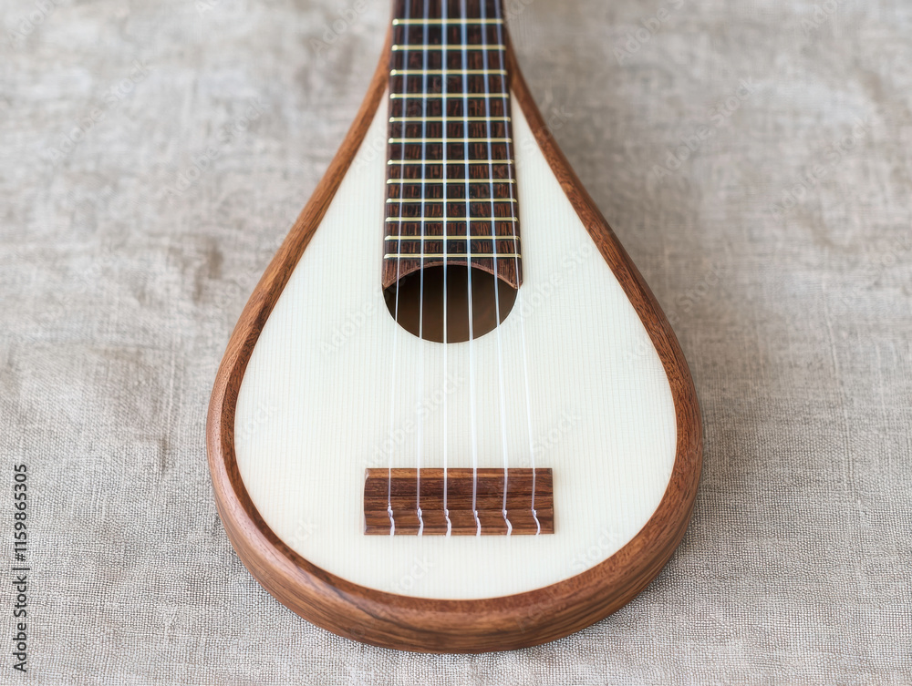 Fototapeta premium Elegant pipa with intricate design on textured fabric background