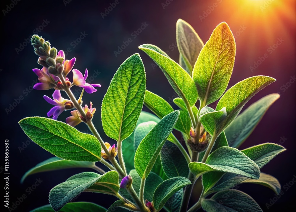 Obraz premium Low Light Sage Herb Flower - Flat Style Illustration