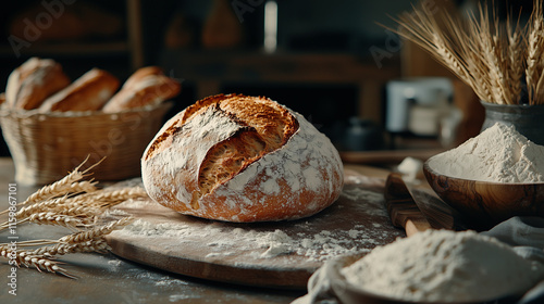 Freshly Baked Bread with Natural Ingredients photo