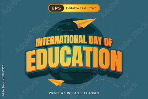 International day of education with editable text effect template