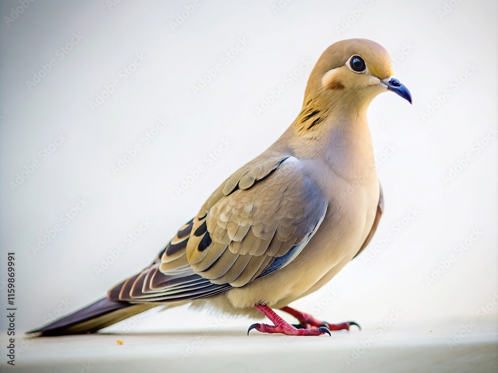Obraz premium Minimalist Gray Dove on White Background AI Art