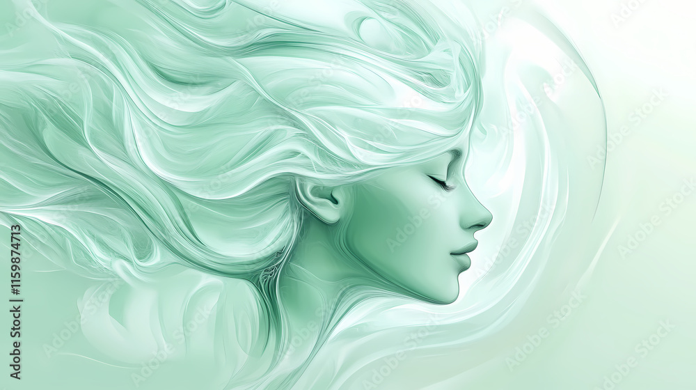 Abstract swirl of mint green and seafoam blue hues with soft and tranquil flowing gradients. generative ai. Seafoam. Illustration Abstract swirl of mint green and seafoam blue hues with soft and tranquil flowing gradients. generative ai. Seafoam. Illustration