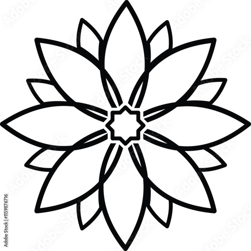 mandala a black circular vector illustration with concentric rings containing geometric patterns