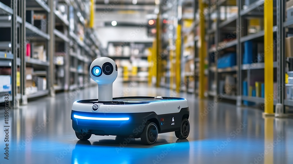 Obraz premium Autonomous Robot in Warehouse