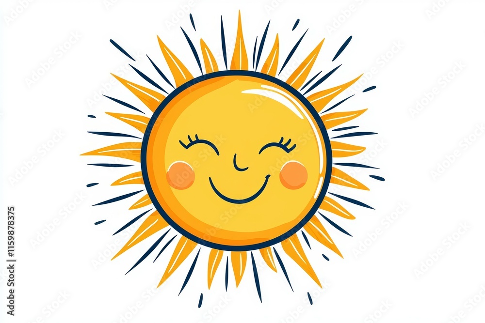 Cartoon sun with a smiling face and blue and yellow colors Cartoon sun with a smiling face and blue and yellow colors
