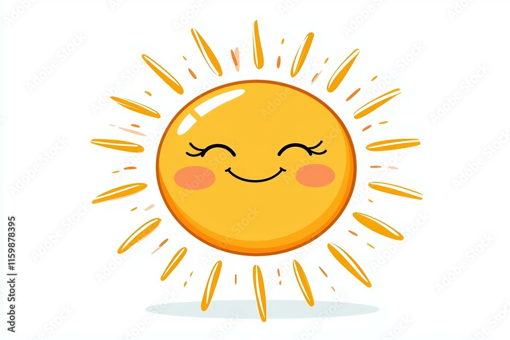 Cartoon sun with a smiling face and pink lips Cartoon sun with a smiling face and pink lips