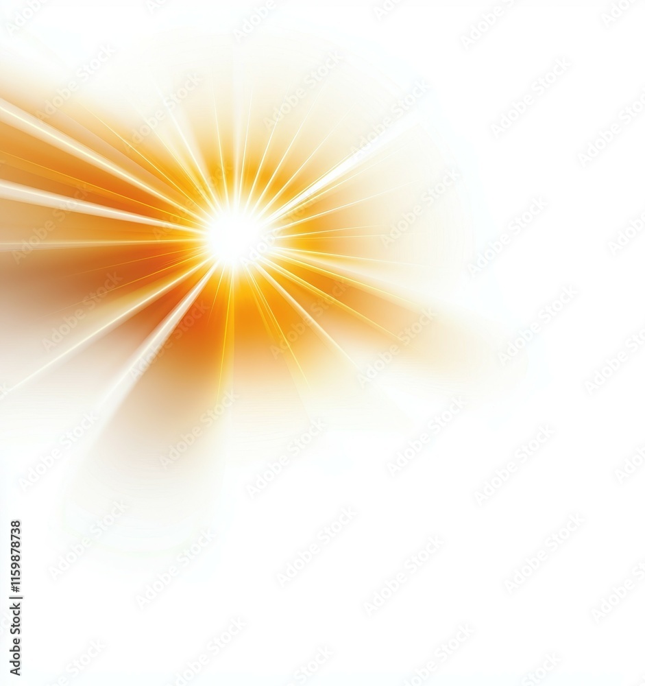 Obraz premium Bright yellow sun is shining on a white background