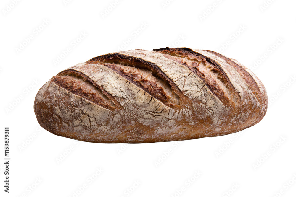 A loaf of bread with a crusty exterior and a soft interior A loaf of bread with a crusty exterior and a soft interior