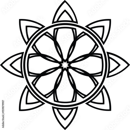 mandala a black circular vector illustration with concentric rings containing geometric patterns