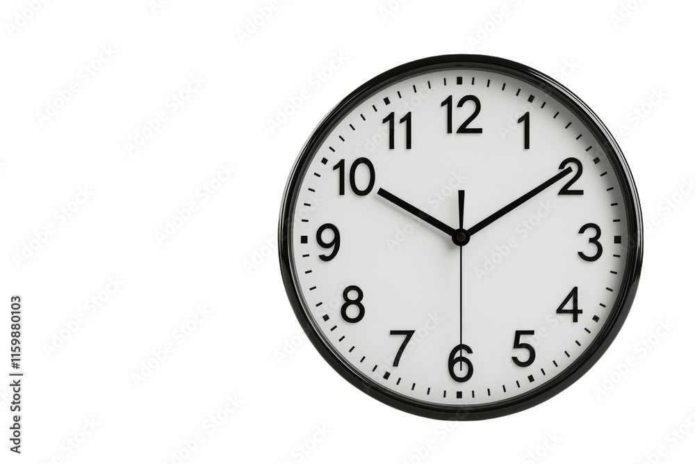 A black and white clock with the hands at the numbers 3 and 9 A black and white clock with the hands at the numbers 3 and 9