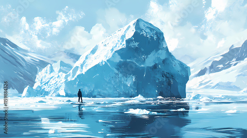 Iceberg ice. Glaciered. Illustration photo