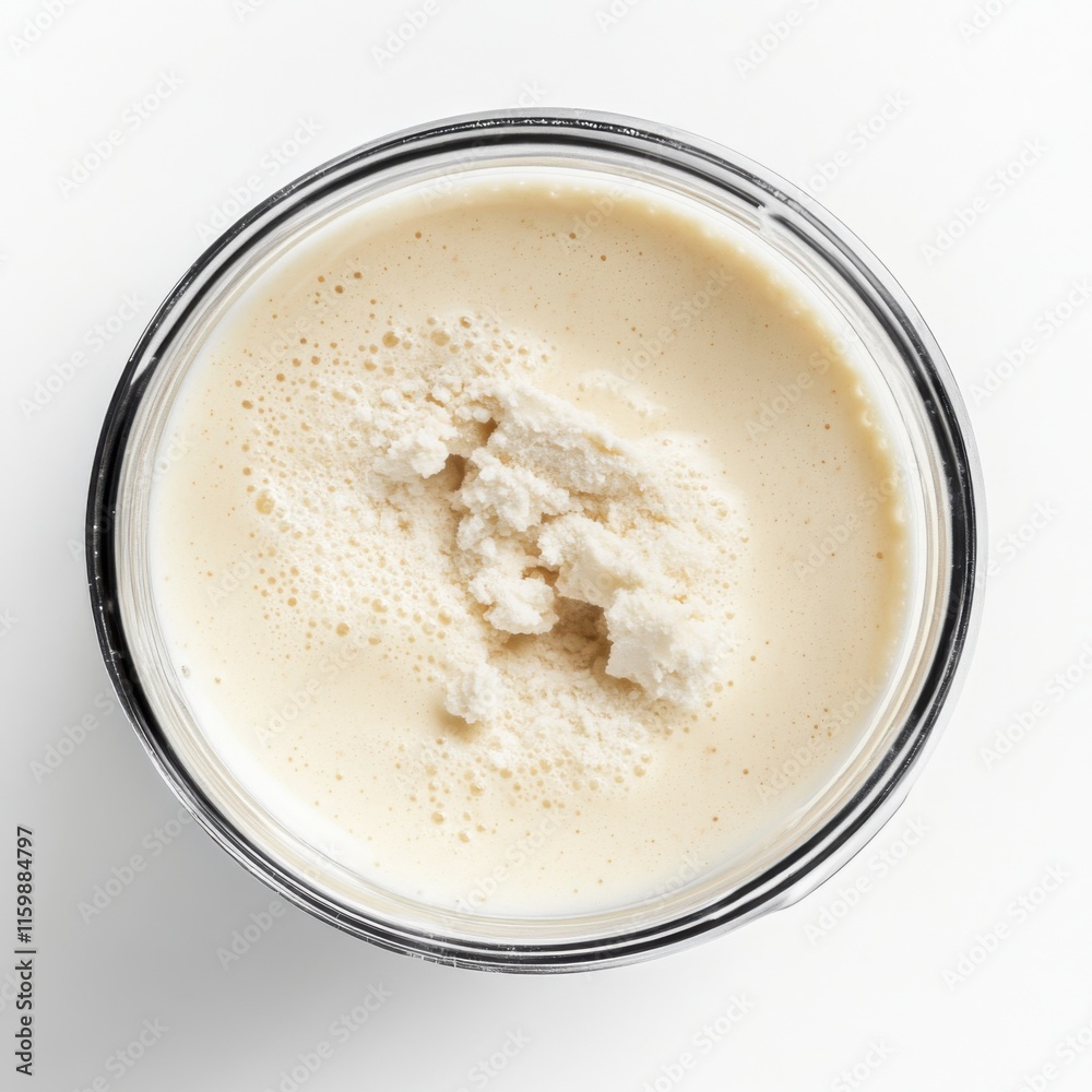 Nutritious protein shake in a shaker. Featuring vanilla and almond milk Nutritious protein shake in a shaker. Featuring vanilla and almond milk