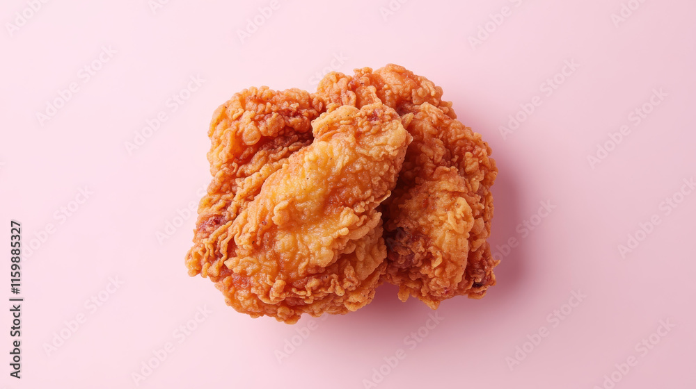 Crispy fried chicken pieces on a pink background. Golden brown and crunchy, perfect for a delicious meal. Crispy fried chicken pieces on a pink background. Golden brown and crunchy, perfect for a delicious meal.