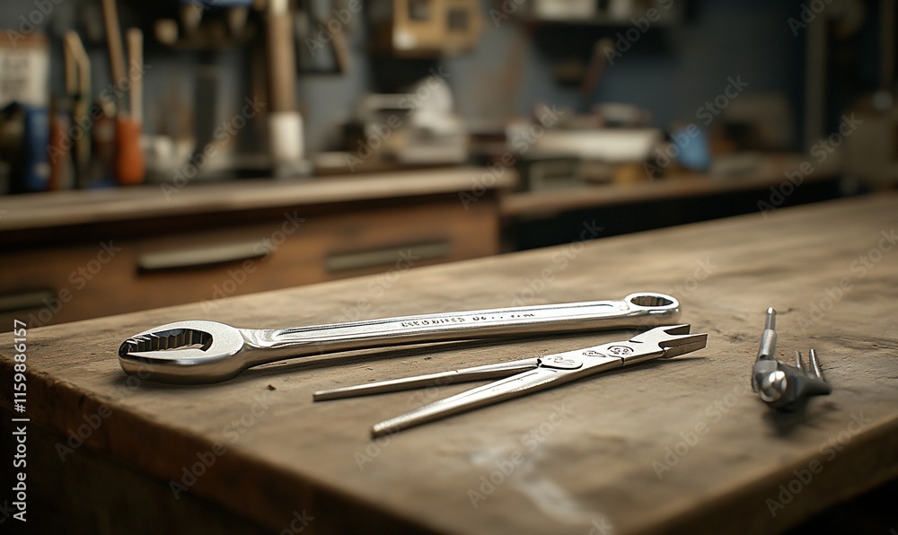 Fototapeta premium Tools on workshop workbench.