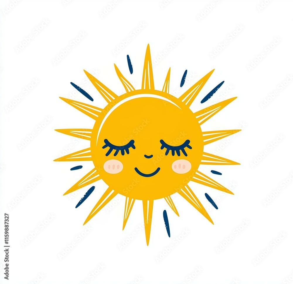 Cartoon sun with a smiling face and blue eyes Cartoon sun with a smiling face and blue eyes
