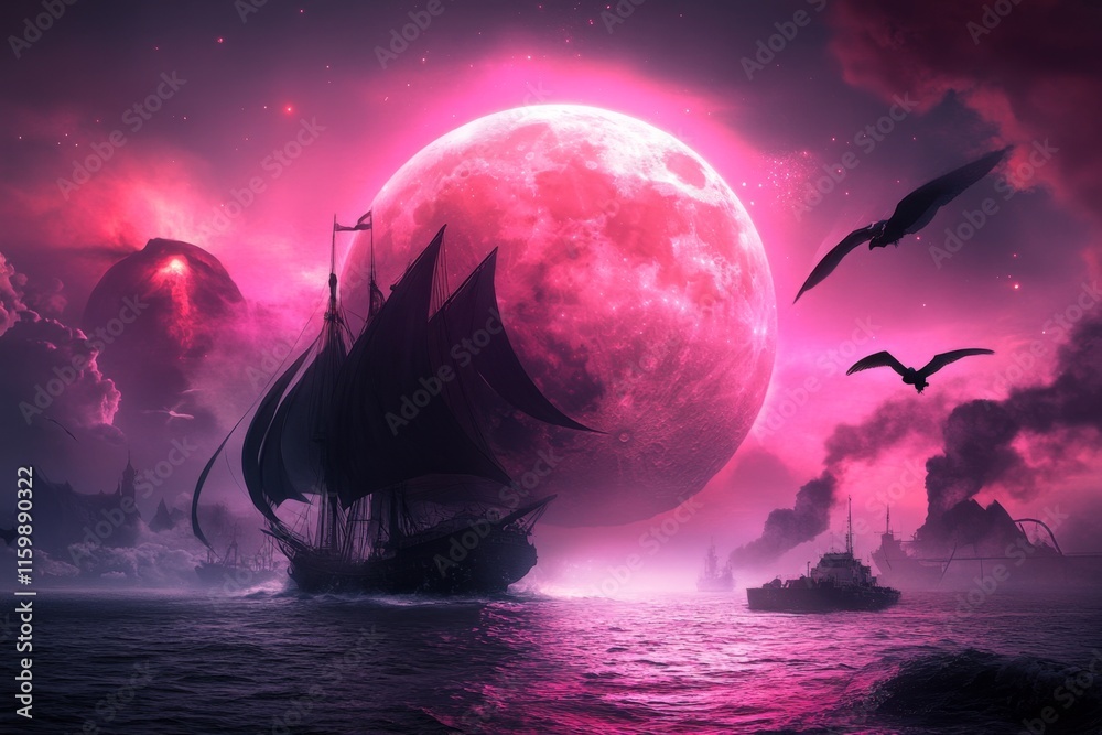 A magical scene of the IJsselmeer glowing under a full moon, with bioluminescent water and mystical creatures flying above A magical scene of the IJsselmeer glowing under a full moon, with bioluminescent water and mystical creatures flying above
