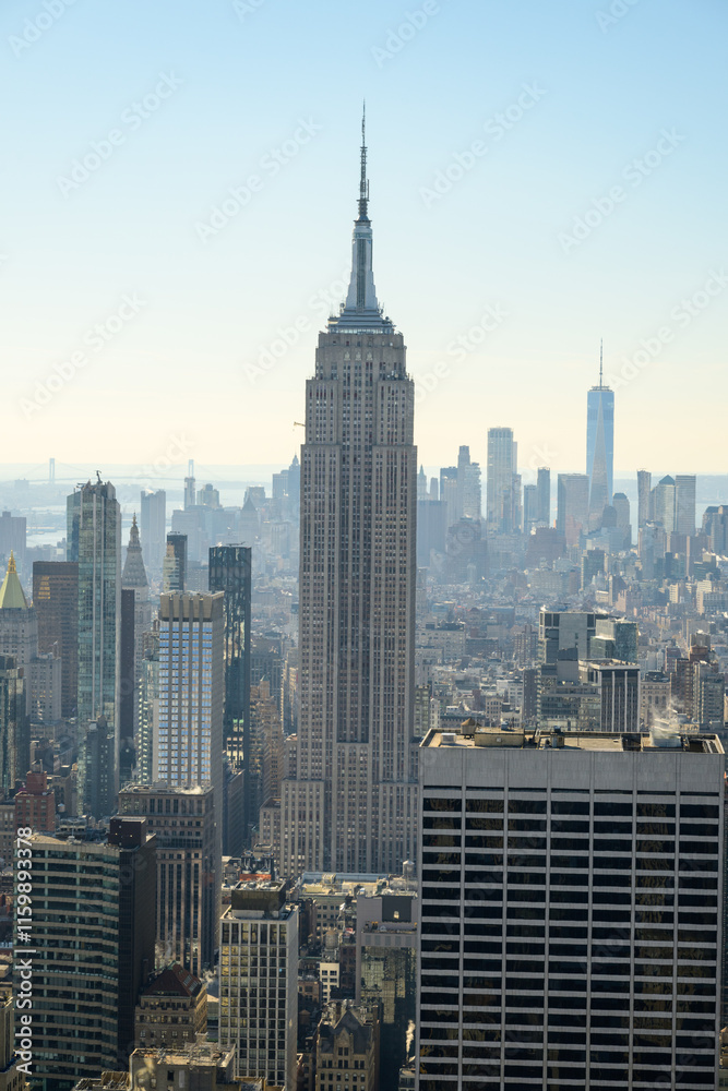 New York City Lower Manhattan Skyline with Empire State and World Trade New York City Lower Manhattan Skyline with Empire State and World Trade