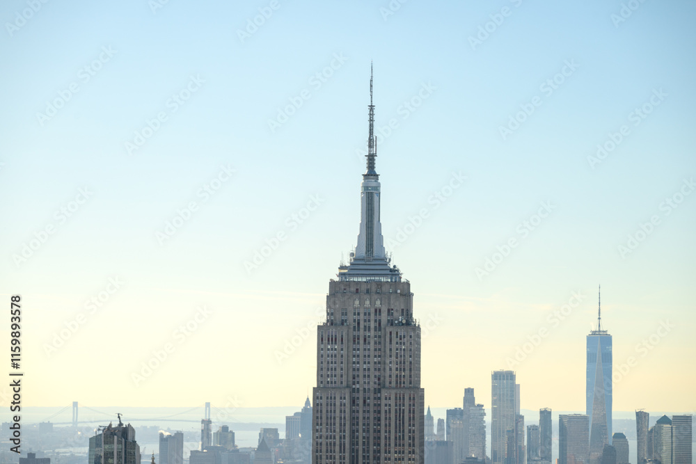 New York City Lower Manhattan Skyline with Empire State close up New York City Lower Manhattan Skyline with Empire State close up