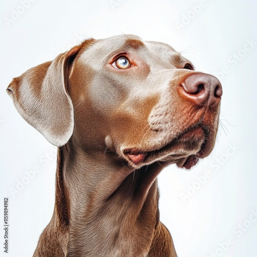 Wallpaper Mural Elegant portrait of a weimaraner dog with focused expression against white background Torontodigital.ca