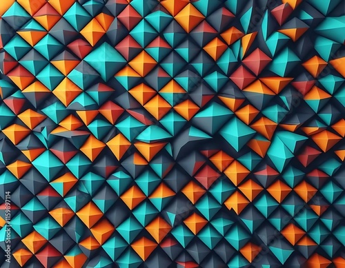 Abstract Colorful Geometric Pyramid Pattern Design photo