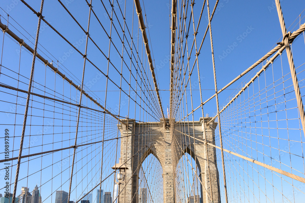 Obraz premium Brooklyn Bridge in New York City with Blue Sky