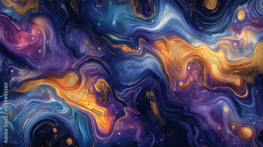 Abstract 3D Flowing Liquid-Like Wave Textures in Purple, Blue, and Gold Gradient illustration background wallpaper
Abstract 3D Flowing Liquid-Like Wave Textures in Purple, Blue, and Gold Gradient illustration background wallpaper