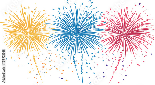 Colorful ribbons and fireworks,Adobe Illustrator Artwork