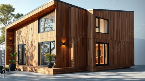 Modern Modular Homes: Angular Wood & Metal Architecture, Vivid Colors, Deep Mood