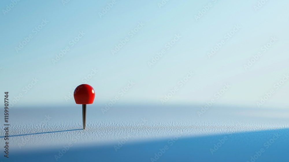 Single Red Pushpin Placed on Clean Whiteboard Surface with Soft Lighting and Minimal Background Single Red Pushpin Placed on Clean Whiteboard Surface with Soft Lighting and Minimal Background