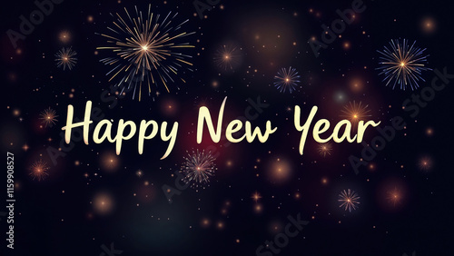 Wallpaper Mural Sparkling Golden Happy New Year Celebration Background with Fireworks Illustration HD Torontodigital.ca