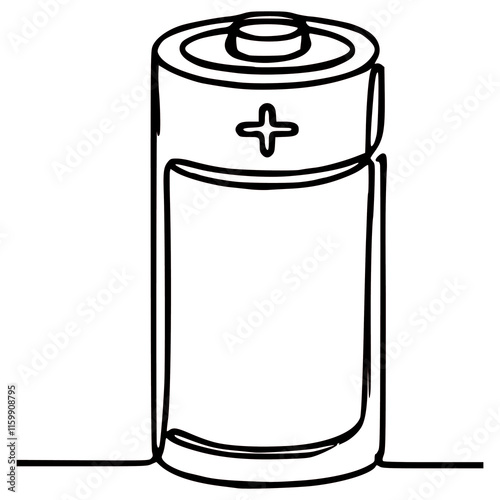 one line drawing battery technology vector illustration template design